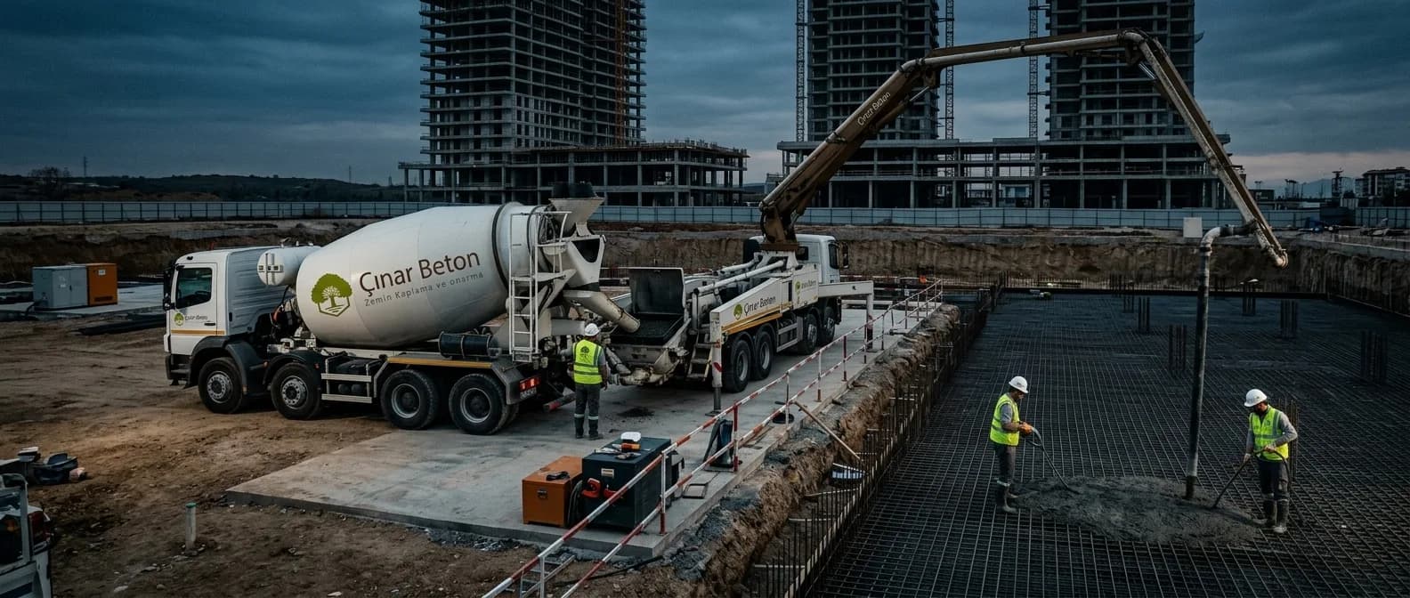 Çınar Beton beton pompası ile saha uygulaması — Ankara