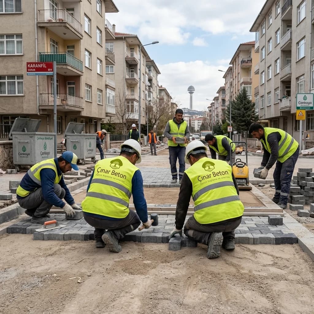 Ankara'da parke taşı döşeme işi — Çınar Beton